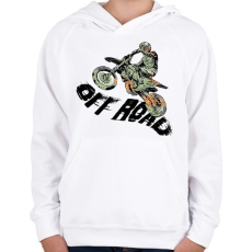 PRINTFASHION Off road motosport - Gyerek kapucnis pulóver - Fehér