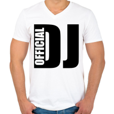 PRINTFASHION Official Dj - Férfi V-nyakú póló - Fehér férfi póló