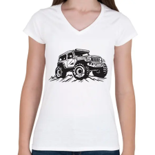 PRINTFASHION offroad - Női V-nyakú póló - Fehér női póló