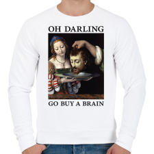 PRINTFASHION Oh Darling go buy a brain - Férfi pulóver - Fehér férfi pulóver, kardigán