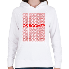 PRINTFASHION ok boomer - Női kapucnis pulóver - Fehér női pulóver, kardigán