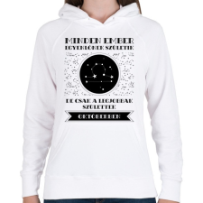 PRINTFASHION Október: Mérleg - Női kapucnis pulóver - Fehér női pulóver, kardigán