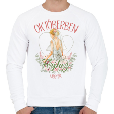 PRINTFASHION Októberben férjhez megyek - Férfi pulóver - Fehér férfi pulóver, kardigán