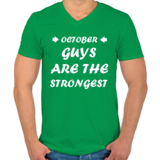 PRINTFASHION Októberi férfiak a legerősebbek - Férfi V-nyakú póló - Zöld