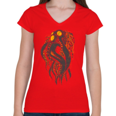 PRINTFASHION Oktobot - Női V-nyakú póló - Piros