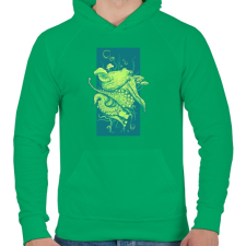 PRINTFASHION Oktopusz - Férfi kapucnis pulóver - Zöld férfi pulóver, kardigán