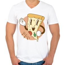 PRINTFASHION Olasz pizza - Férfi V-nyakú póló - Fehér
