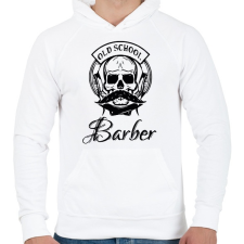 PRINTFASHION Old School Barber - Férfi kapucnis pulóver - Fehér férfi pulóver, kardigán