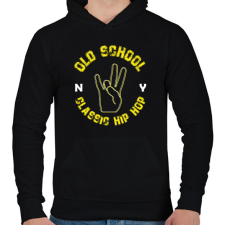 PRINTFASHION Old school - Férfi kapucnis pulóver - Fekete férfi pulóver, kardigán