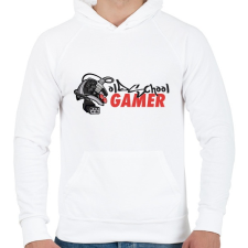 PRINTFASHION Old School Gamer - Férfi kapucnis pulóver - Fehér férfi pulóver, kardigán