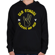 PRINTFASHION Old school - Gyerek kapucnis pulóver - Fekete