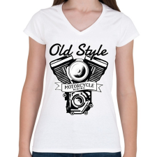 PRINTFASHION Old Style - Női V-nyakú póló - Fehér női póló