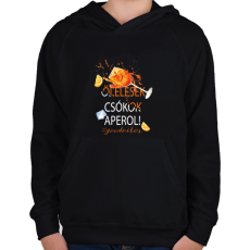 PRINTFASHION Ölelések Csókok Aperol! #goodvibes - Gyerek kapucnis pulóver - Fekete