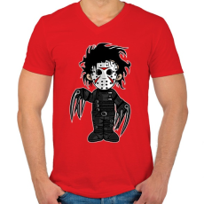 PRINTFASHION Ollókezű Edward - Férfi V-nyakú póló - Piros