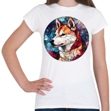 PRINTFASHION ólomüveg Akita Inu  - Női póló - Fehér