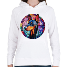 PRINTFASHION Ólomüveg Doberman - Női kapucnis pulóver - Fehér