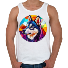 PRINTFASHION Ólomüveg Husky - Férfi atléta - Fehér atléta, trikó