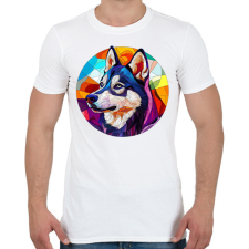 PRINTFASHION Ólomüveg Husky - Férfi póló - Fehér férfi póló