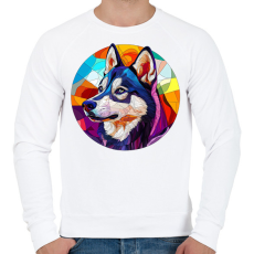 PRINTFASHION Ólomüveg Husky - Férfi pulóver - Fehér
