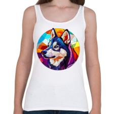 PRINTFASHION Ólomüveg Husky - Női atléta - Fehér női trikó