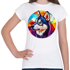 PRINTFASHION Ólomüveg Husky - Női póló - Fehér