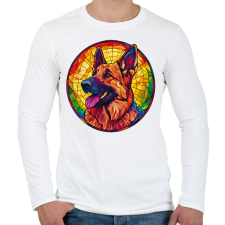 PRINTFASHION Ólomüveg Németjuhász - Férfi hosszú ujjú póló - Fehér férfi póló