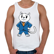 PRINTFASHION Öltönyös macska - Férfi atléta - Fehér