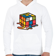 PRINTFASHION Olvadt rubik kocka - Férfi kapucnis pulóver - Fehér