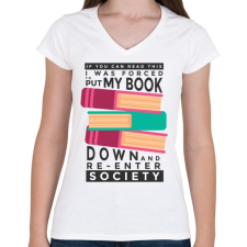 PRINTFASHION Olvasás - Női V-nyakú póló - Fehér női póló