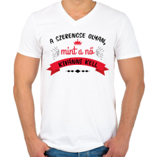 PRINTFASHION Olyan mint a nő - Férfi V-nyakú póló - Fehér férfi póló