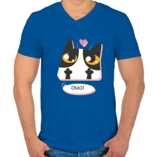 PRINTFASHION OMG - Férfi V-nyakú póló - Királykék férfi póló