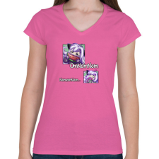 PRINTFASHION Omnomnom - Női V-nyakú póló - Rózsaszín női póló
