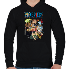 PRINTFASHION One piece csapat - Férfi kapucnis pulóver - Fekete férfi pulóver, kardigán