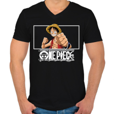 PRINTFASHION One Piece - Férfi V-nyakú póló - Fekete férfi póló