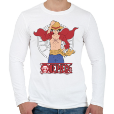 PRINTFASHION One Piece - Monkey D. Luffy - Férfi hosszú ujjú póló - Fehér férfi póló