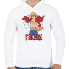 PRINTFASHION One Piece - Monkey D. Luffy - Férfi kapucnis pulóver - Fehér