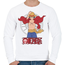 PRINTFASHION One Piece - Monkey D. Luffy - Férfi pulóver - Fehér férfi pulóver, kardigán