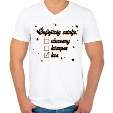 PRINTFASHION Önfejűség szintje - Férfi V-nyakú póló - Fehér férfi póló