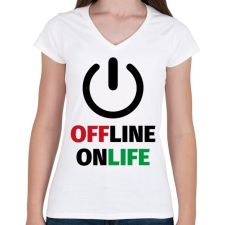 PRINTFASHION OnLife - Női V-nyakú póló - Fehér női póló