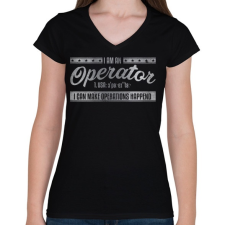 PRINTFASHION Operator - Női V-nyakú póló - Fekete női póló