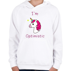 PRINTFASHION optimista vagyok - Gyerek kapucnis pulóver - Fehér