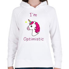PRINTFASHION optimista vagyok - Női kapucnis pulóver - Fehér női pulóver, kardigán