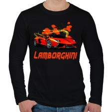 PRINTFASHION orange Lamborghini - Férfi hosszú ujjú póló - Fekete férfi póló