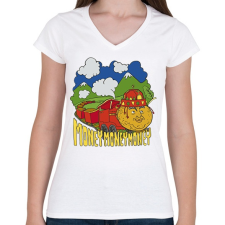 PRINTFASHION Orbán kisvasút - Női V-nyakú póló - Fehér női póló