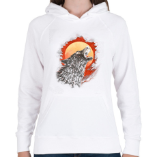 PRINTFASHION Ordító farkas - Női kapucnis pulóver - Fehér