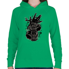 PRINTFASHION Ordíts a világba - Női kapucnis pulóver - Zöld