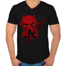 PRINTFASHION Ördög - Férfi V-nyakú póló - Fekete