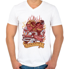 PRINTFASHION Ördögi sofőr - Férfi V-nyakú póló - Fehér férfi póló