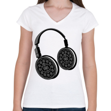 PRINTFASHION Oreo fülhallgató - Női V-nyakú póló - Fehér női póló