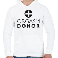 PRINTFASHION orgasm-donor-black - Férfi kapucnis pulóver - Fehér férfi pulóver, kardigán